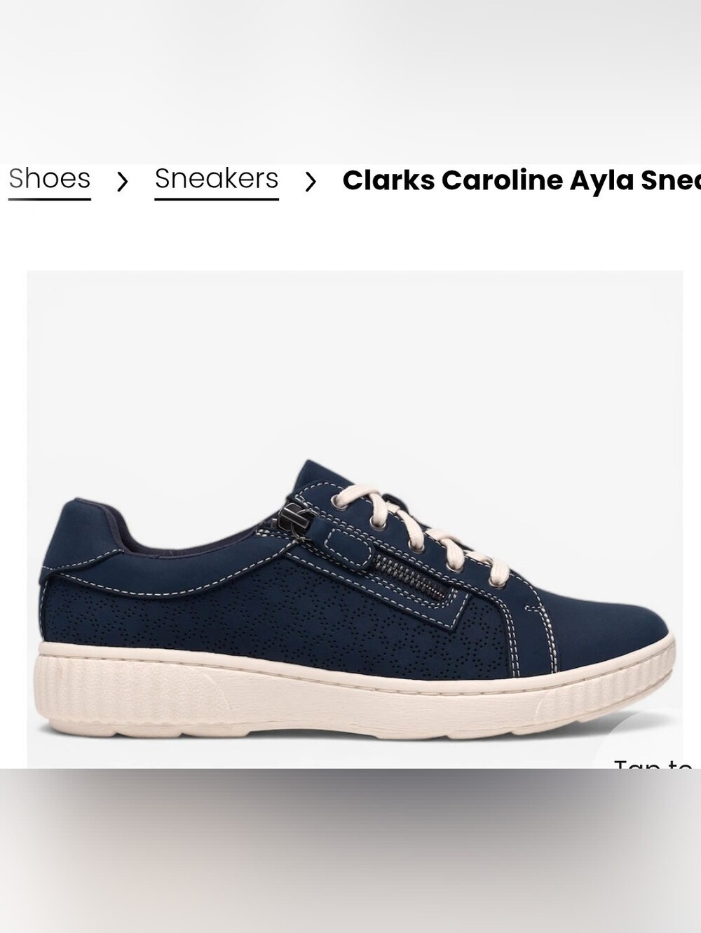 Clarks Navy Leather Women's Casual Lace-Up Sneaker with Side Zip